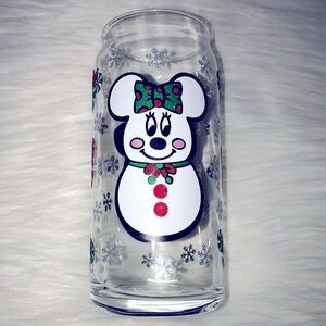 Mickey & Minnie Snowman Beer Glass